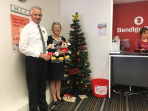 "Empty" Christmas Tree set up in the Beaumaris Community Branch of the Bendigo Bank